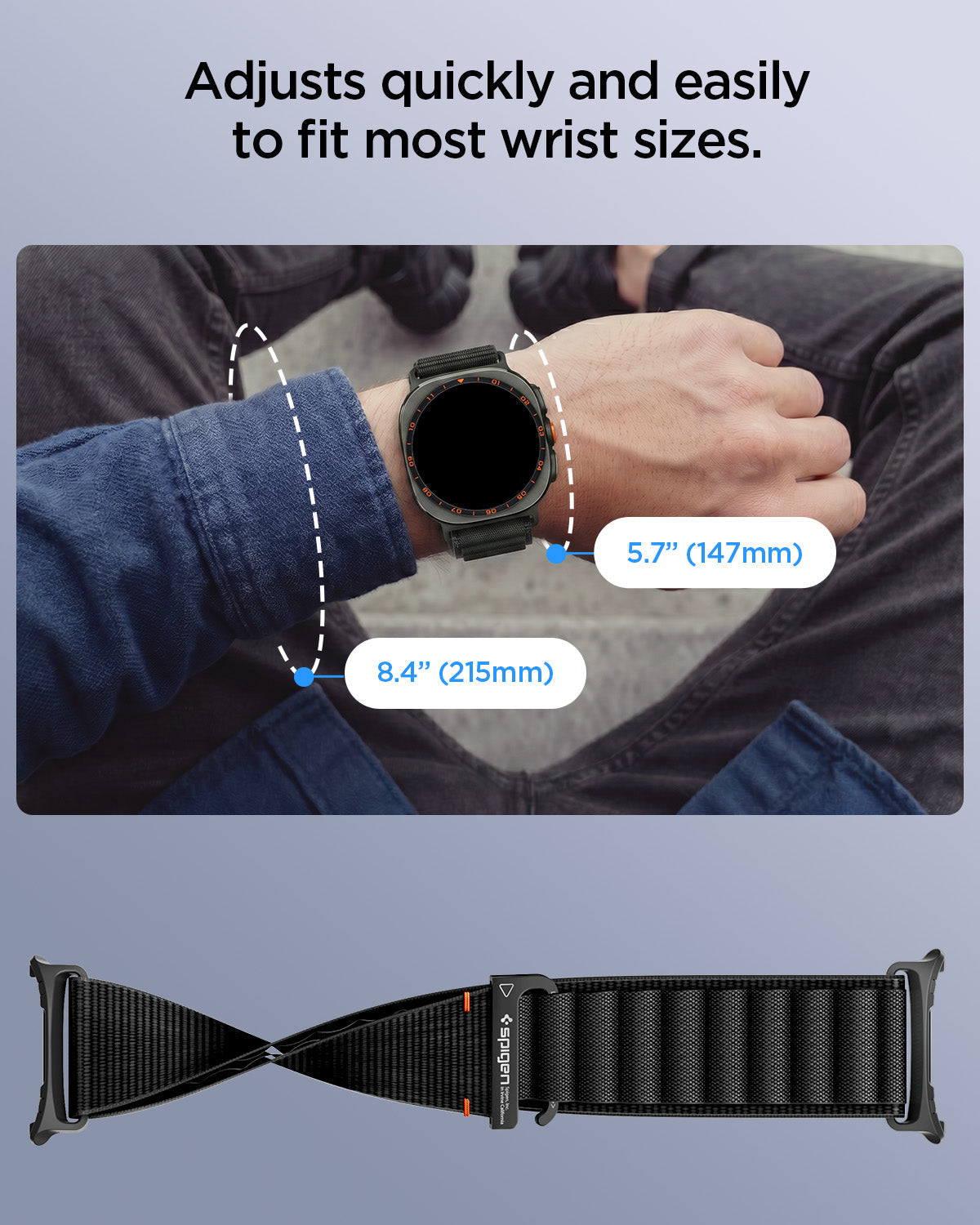 სასიამოვნო ტექსტურის Spigen WBF1 Galaxy Watch Ultra Band