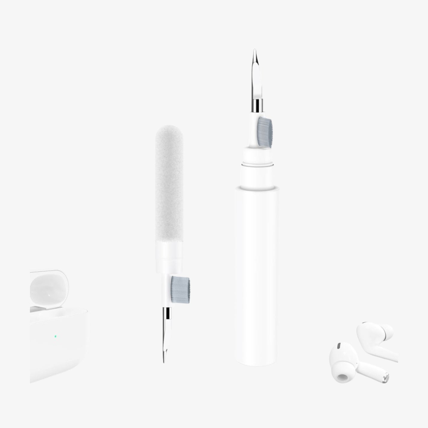 საწმენდი Tech-Protect CS02 Cleaner Set 3in1 – AirPods და Galaxy Buds ყურსასმენების ბალიშებისა და ზედაპირების დასაცავად და გასაწმენდად.