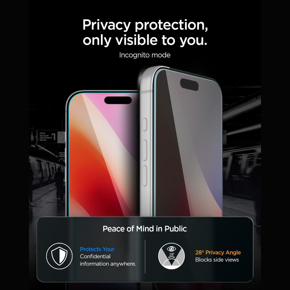 iPhone 18 Pro Max ინკოგნიტო ბრონი შავი კანტების გარეშე Spigen