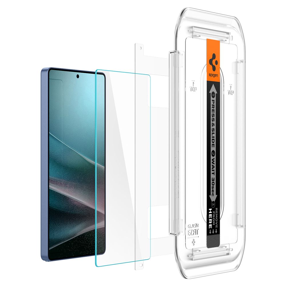 Spigen GLAS.tR EZ Fit ბრონირებული ეკრანის დამცავი Galaxy S25 Ultra-სთვის, თბილისში საუკეთესო დაცვა, ქეის მეგობრული დიზაინით და შავი კანტების გარეშე, ეკრანის დამცავი საუკეთესო ხარისხის თბილისში, საქართველოში, galaxy s25 ultra screen protector in tbilisi, case friendly