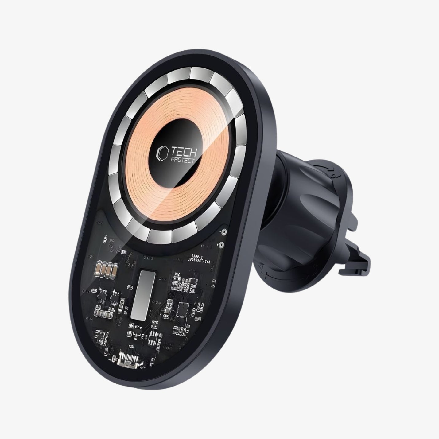 Tech-Protect MM15W-V6 – მაგსეიფი სმარტფონის დამჭერი, მანქანის უსადენო დამტენი 15W.