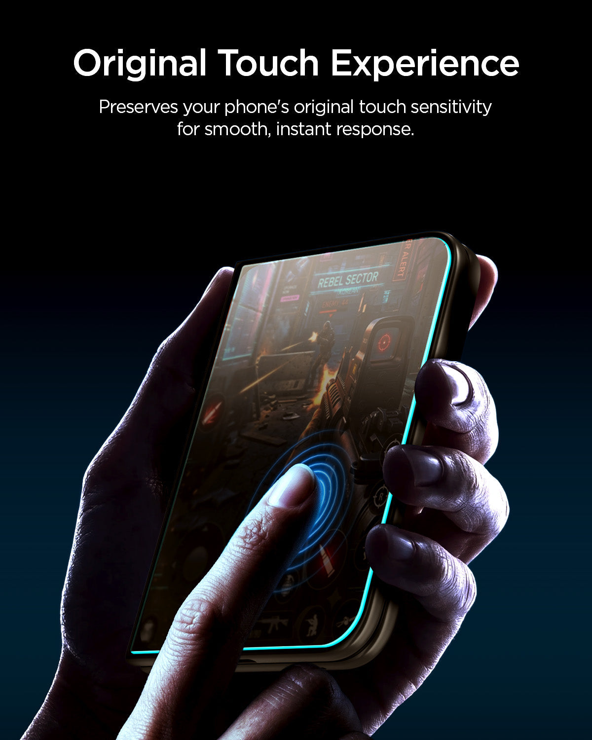 Spigen iPhone Duo ეკრანის დამცავი Privacy ეფექტით და შავი კანტების გარეშე
