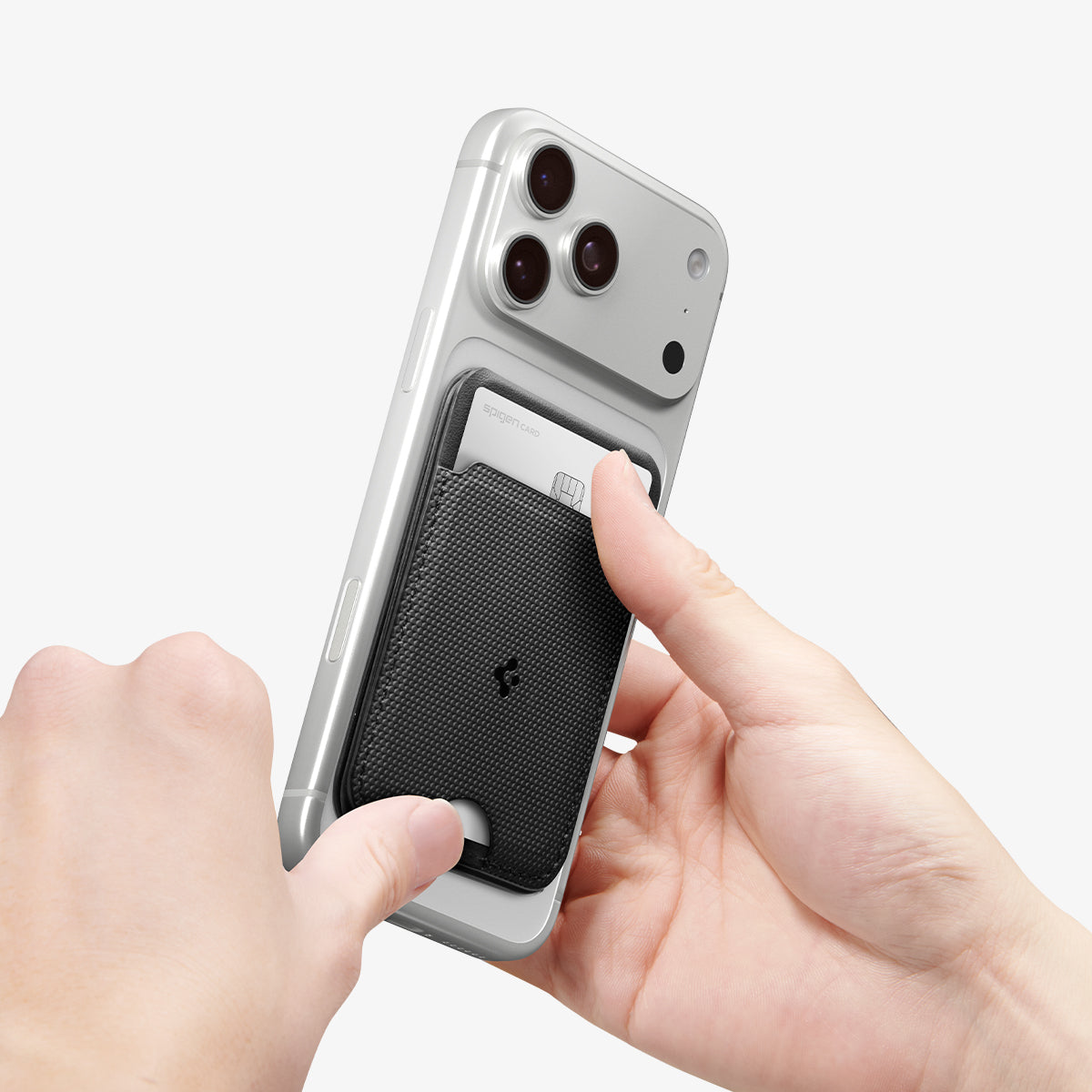 Spigen Slim Fold Tripod | S314-3 Magsafe Wallet — ბარათების ჩასადები საფულე ტელეფონის სადგამი და სმარტფონის დასაყენებელი.