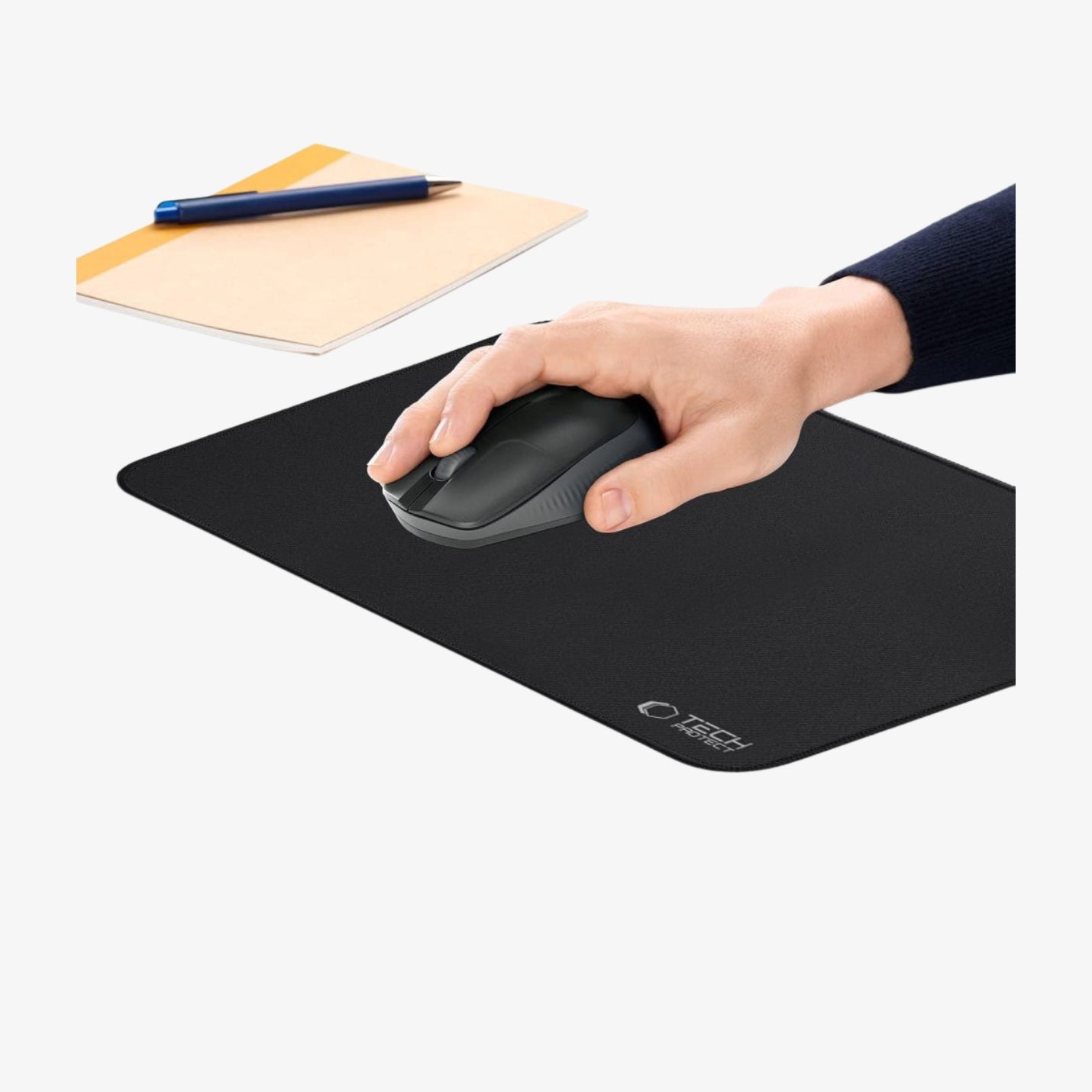 მყარი და კომფორტული მაუსის დასადები Tech-Protect A100 – შავი მაუს პადი 35x25 სმ ზომით.