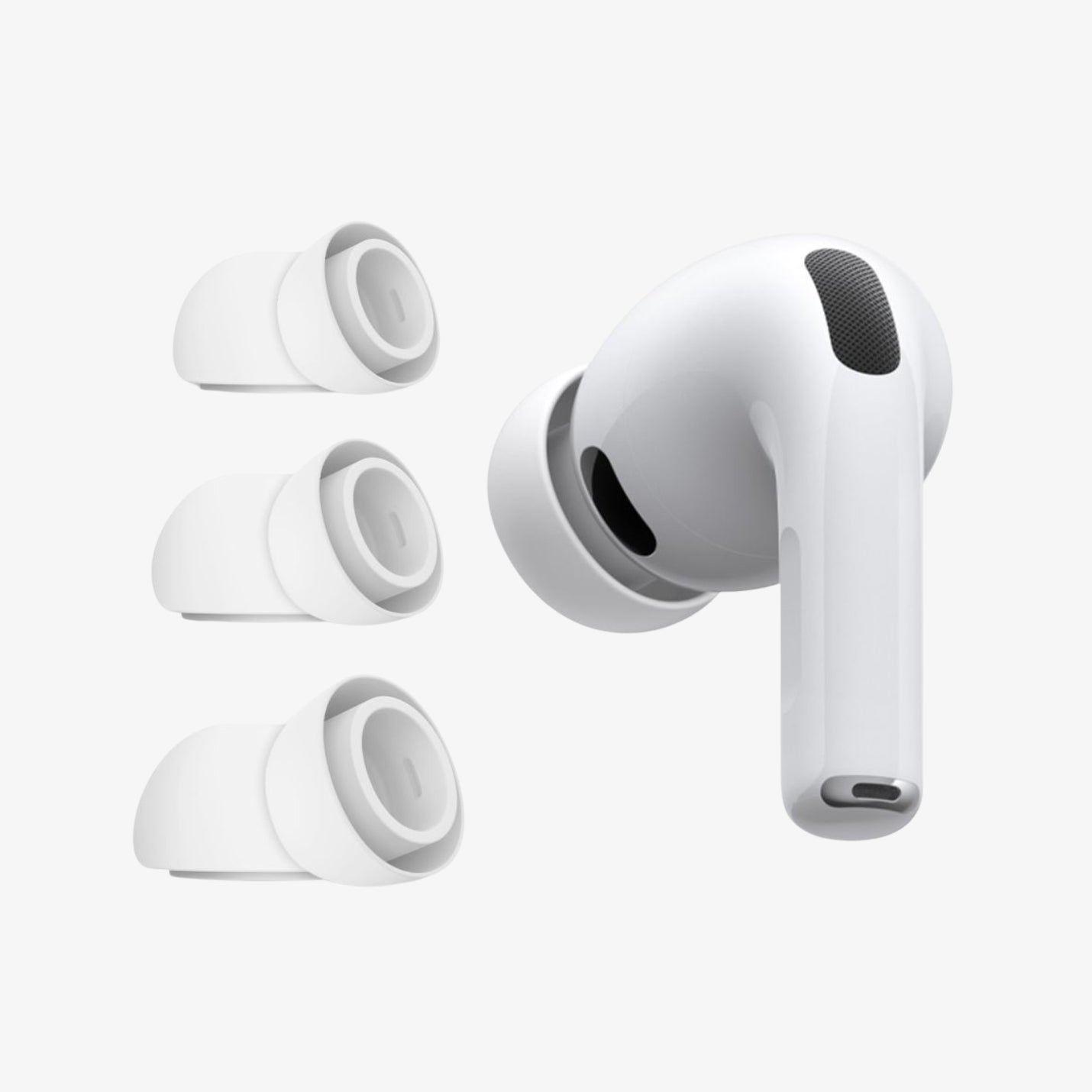 Tech-Protect Ear Tips 3-Pack სილიკონის ბალიშები AirPods Pro 3-ისთვის, კომფორტული მორგებით და გაუმჯობესებული ხმაურის იზოლაციით