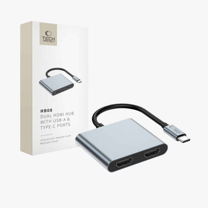 4-in-1 USB-C ადაპტერი Tech-Protect HB08 Space Grey
