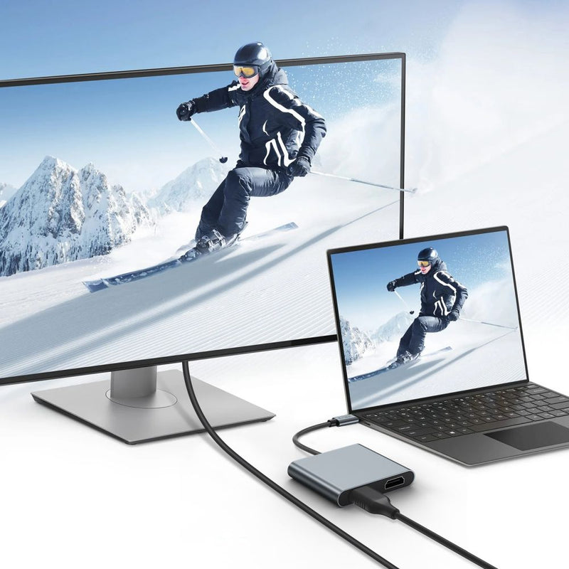 Tech-Protect HB08 USB-C ჰაბი USB 2.0 და ორი HDMI პორტით