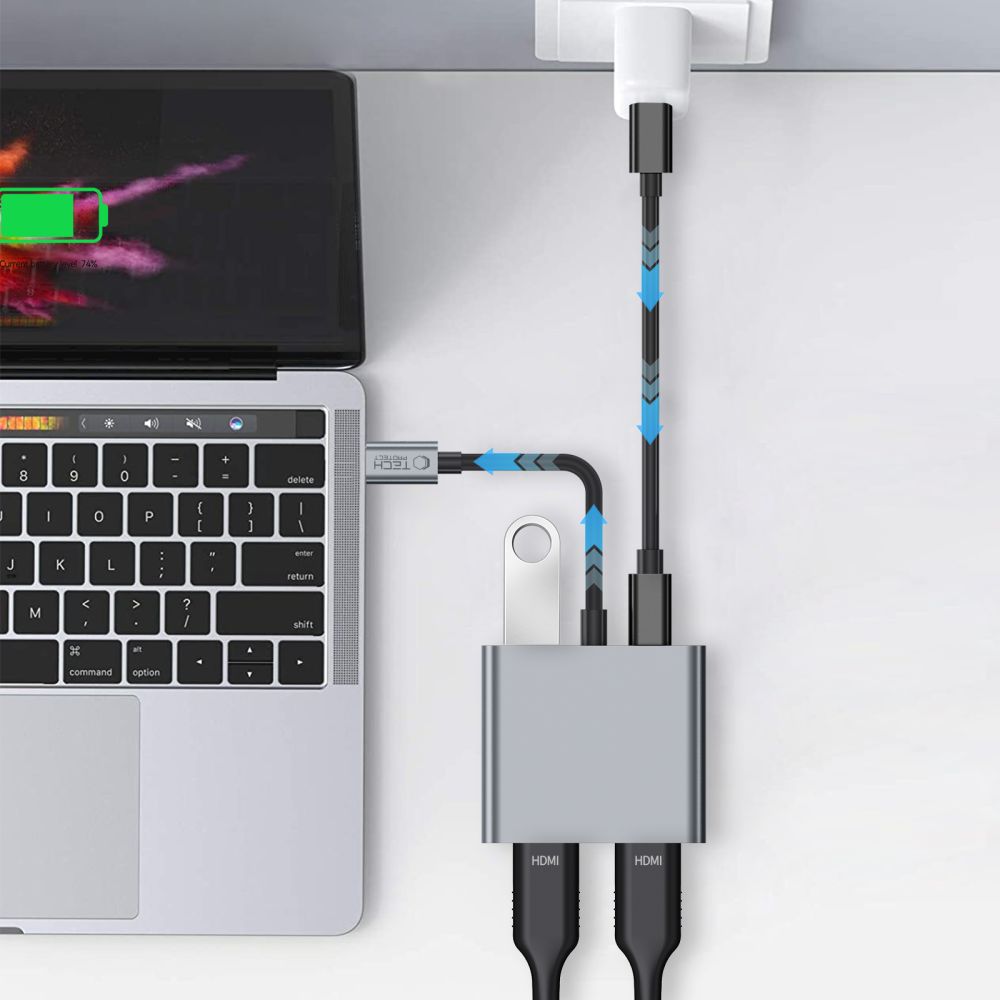 Tech-Protect HB08 4-in-1 USB-C Hub Adapter 2 HDMI 4K 60Hz