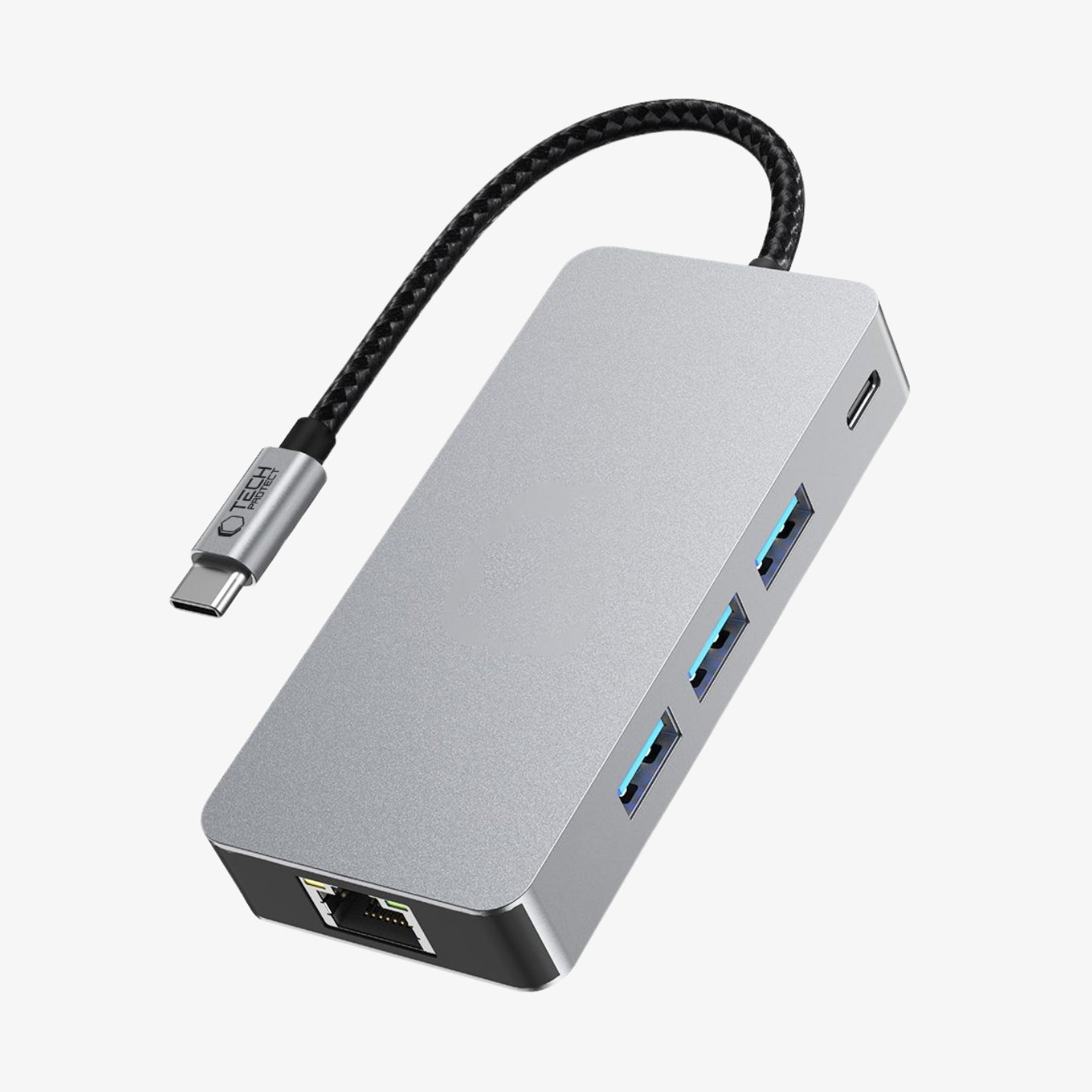 Tech-Protect HB05 9-in-1 Type-C Hub Adapter USB 2.0, USB 3.0, HDMI 4K 60Hz, SD/TF, PD 100W და RJ45 1000M პორტებით, Space Grey