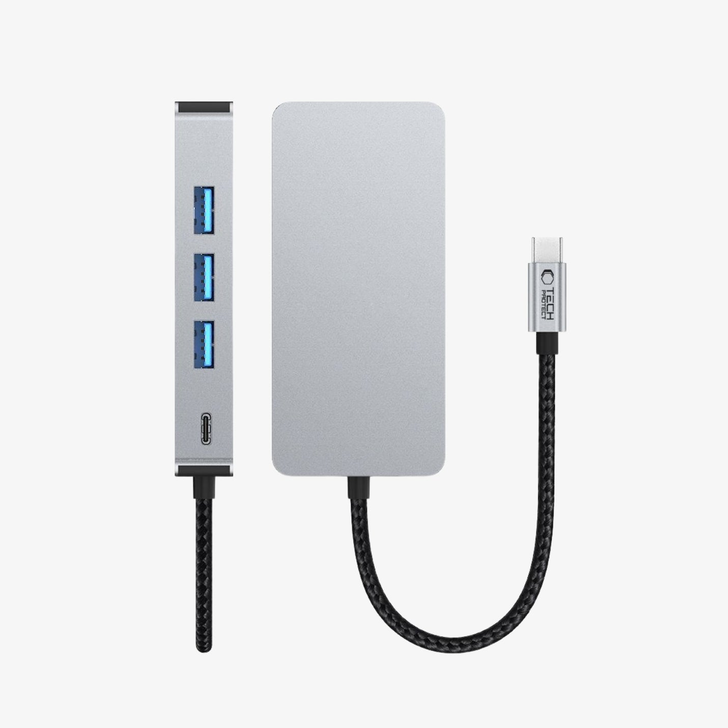 Tech-Protect HB05 9-in-1 Type-C Hub Adapter USB 2.0, USB 3.0, HDMI 4K 60Hz, SD/TF, PD 100W და RJ45 1000M პორტებით, Space Grey