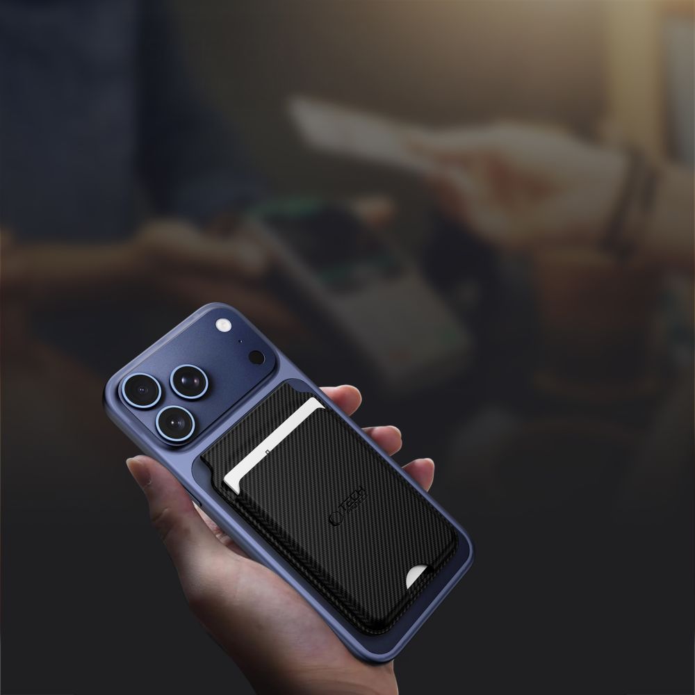 Tech-Protect MagWallet Stand Carbon მაგნიტური საფულე MagSafe მხარდაჭერით